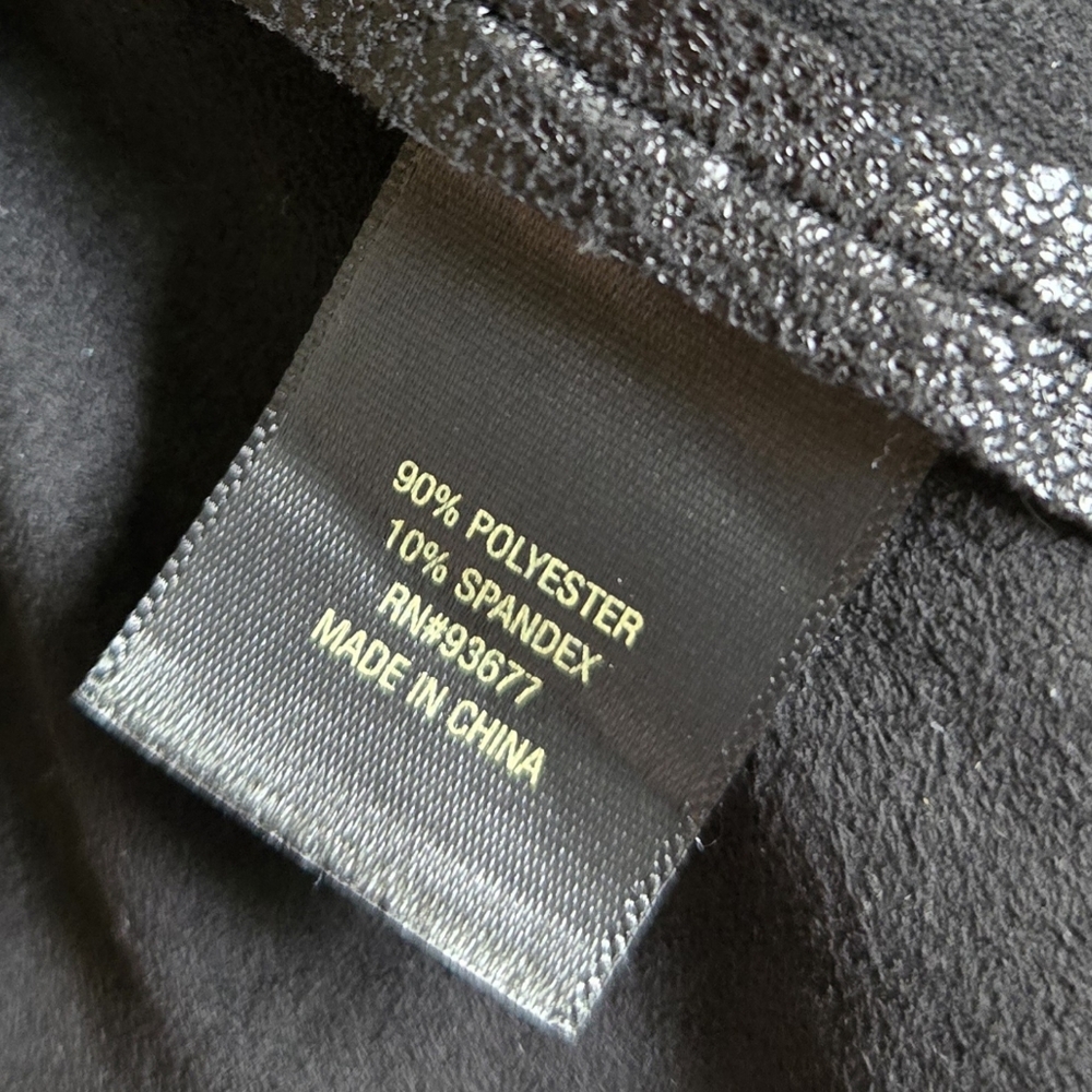 Worthington Open Black Faux Leather Jacket Zip Detail Goth Punk Lightweight /M - Picture 9 of 9